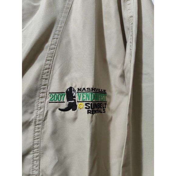 Turfer Sport Men's Beige Logo Embroidered Hooded Windbreaker Size XL - Picture 2 of 5